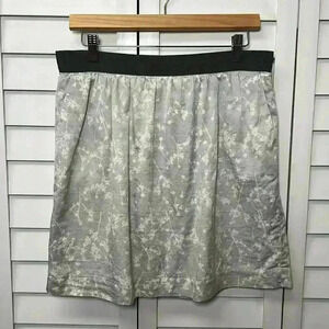 LOFT Silk Blend Floral A-Line Skirt Size 10 Gray & Cream